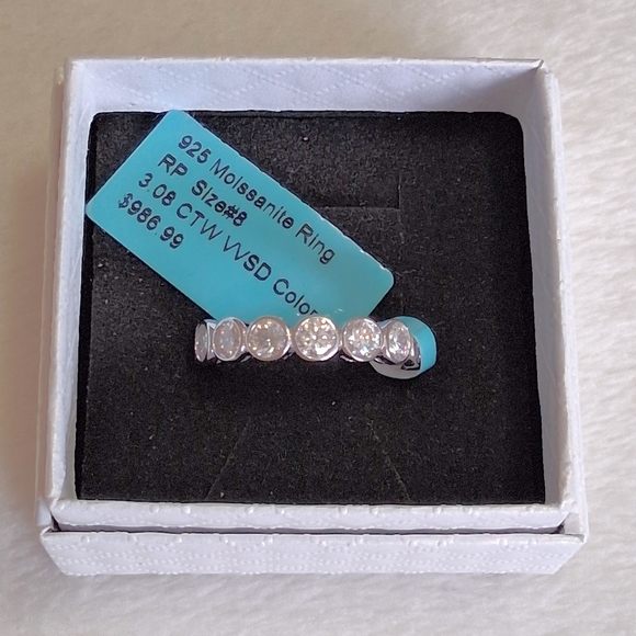 3+CTW Mossanite Diamond Eternity Band Set In 925 S SSz 8